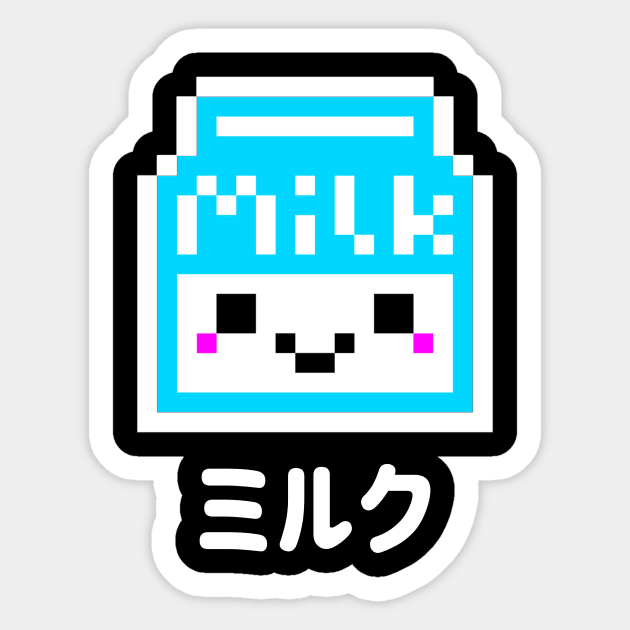 Japanese Pixelate Milk Sticker by ChapDemo